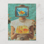 De retro vis gelatine diner vrouw briefkaart (Voorkant)