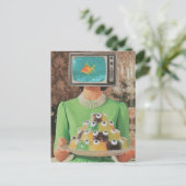 De retro vis oog gelatine diner vrouw briefkaart (Staand voorkant)