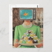 De retro vis oog gelatine diner vrouw briefkaart (Voorkant / Achterkant)