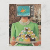 De retro vis oog gelatine diner vrouw briefkaart (Voorkant)