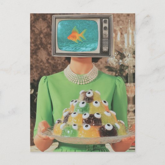 De retro vis oog gelatine diner vrouw briefkaart (Voorkant)