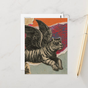 De Retro Vliegende Tijger Mixed Media Collage Briefkaart