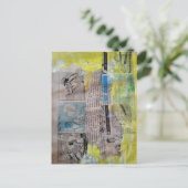 De Retro Werkende Mannen Mixed Media Collage Briefkaart (Staand voorkant)