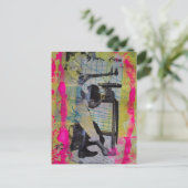 De Retro Werkende Mannen Mixed Media Collage Briefkaart (Staand voorkant)