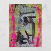 De Retro Werkende Mannen Mixed Media Collage Briefkaart (Voorkant)