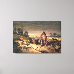 De Return of the Shepherd (pen en bruine inkt, w/c Canvas Afdruk