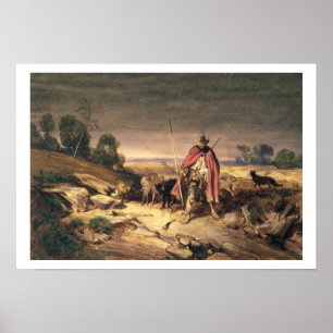 De Return of the Shepherd (pen en bruine inkt, w/c Poster