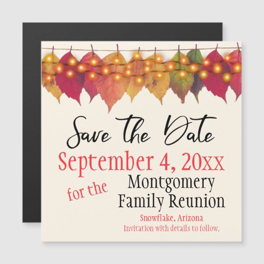 De Reunion sparen de Datum herfst verlaten Magnet (Voorkant / Achterkant)