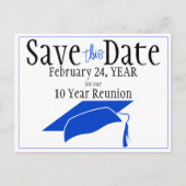 De Reunion van de klasse sparen de Datum Blauwe Co Briefkaart (Voorkant)
