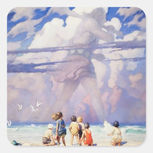 “De reus” sprookjeskunst van NC Wyeth Vierkante Sticker (Voorkant)