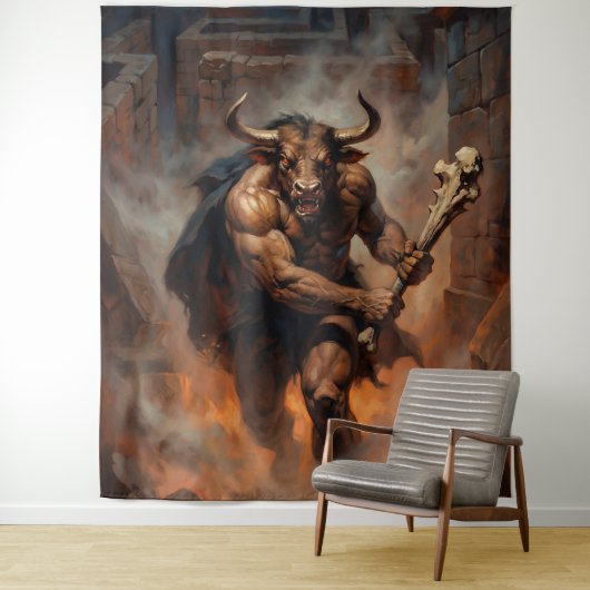 De reusachtige Minotaurus van het Labyrint Wandkleed (In situ)
