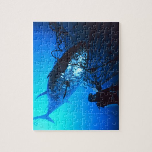 De reuzenblauwvintonijn die in een Net wordt gevan Legpuzzel (Verticaal)