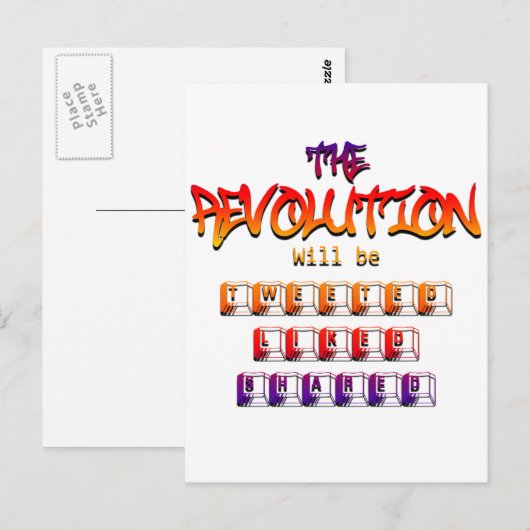 De revolutie wordt op twitterde wijze gedeeld (Ver Briefkaart (Voorkant / Achterkant)