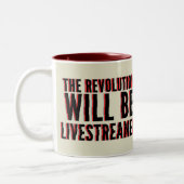 De revolutie zal overleven tweekleurige koffiemok (Links)