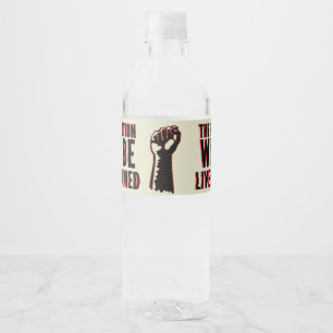 De revolutie zal overleven waterfles etiket