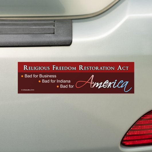 De RFRA is slecht voor Amerika Bumpersticker (Op auto)