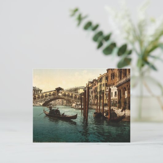De Rialto-brug, Venetië, klassieke Photochro in It Briefkaart (Staand voorkant)
