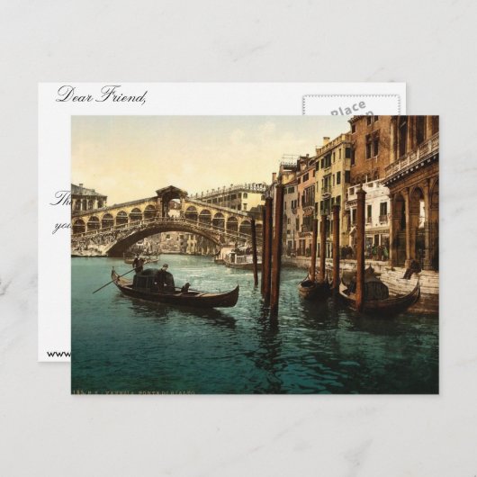 De Rialto-brug, Venetië, klassieke Photochro in It Briefkaart (Voorkant / Achterkant)