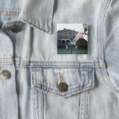 De Rialto-brug, Venetië Vierkante Button 5,1 Cm (In situ)