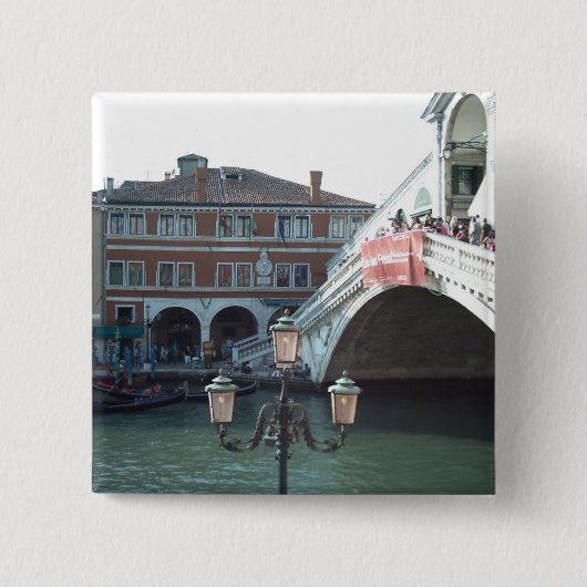 De Rialto-brug, Venetië Vierkante Button 5,1 Cm (Voorkant)