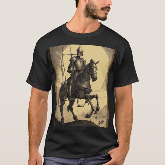 De ridder en zijn ros -  monochroom t-shirt (Voorkant)