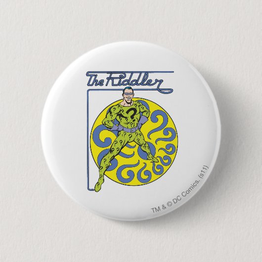 De Riddler en het Logo Paars Ronde Button 5,7 Cm (Voorkant)