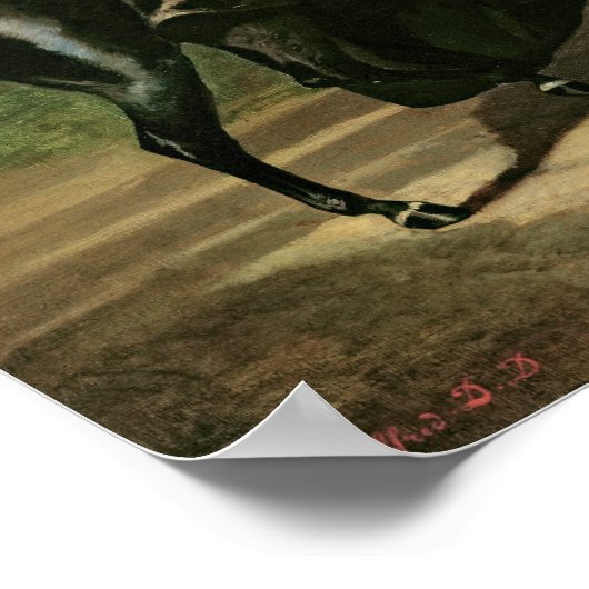 De Rider Kipler op haar zwarte Mare Poster (Hoek)