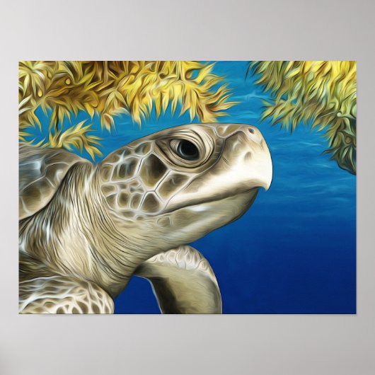 De Ridley Zee Turtle van Kemp met stijl Poster (Voorkant)
