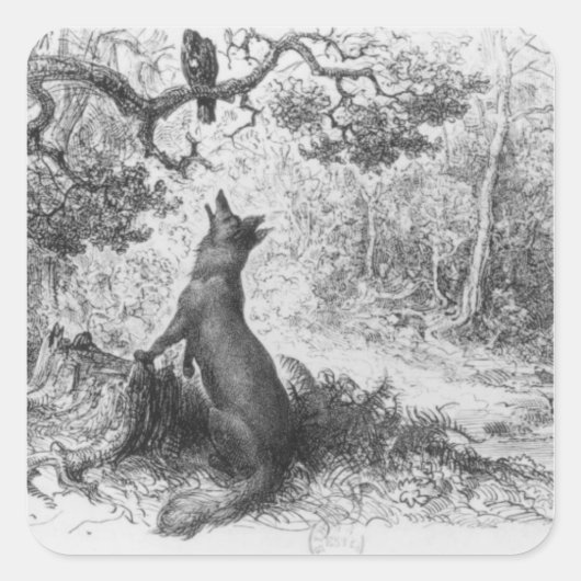 De rij en de vos vierkante sticker (Voorkant)