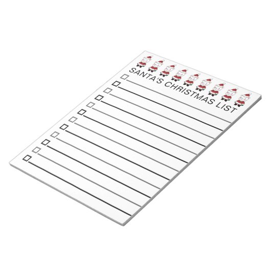 De rij Santas-kerstlijst personaliseert Notitieblok (Schuin)