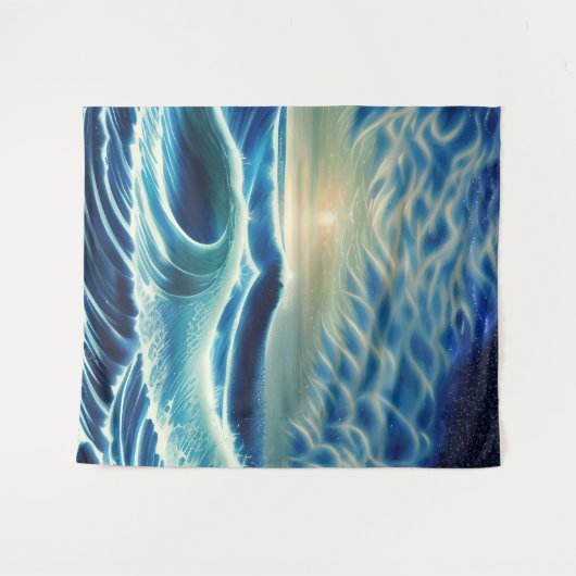 De rij van het blauwe Zee Wandkleed (Voorkant (horizontaal))