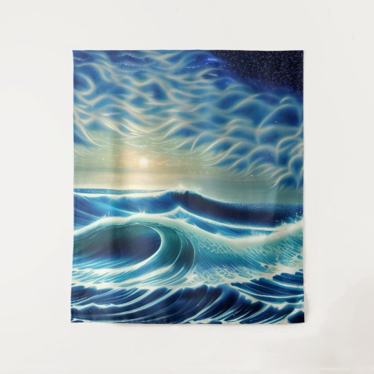 De rij van het blauwe Zee Wandkleed (Voorkant)