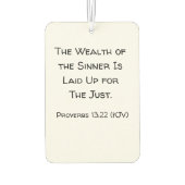 De rijkdom van de Sinner is voor de rechtvaardige. Luchtverfrisser (Achterkant)