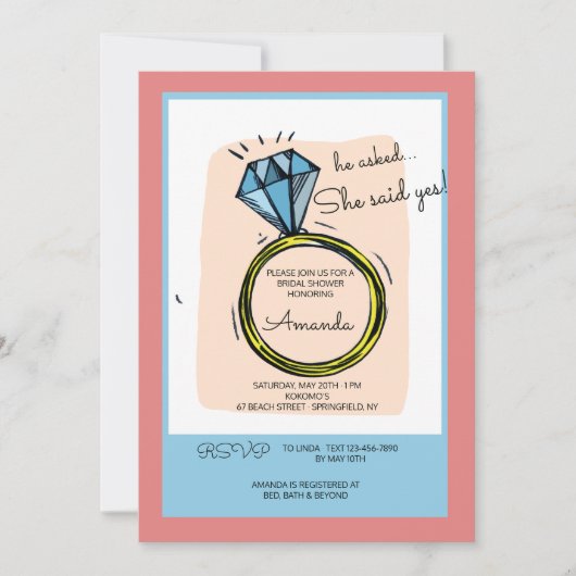 De Ring Bruids Douche Uitnodiging (Voorkant)