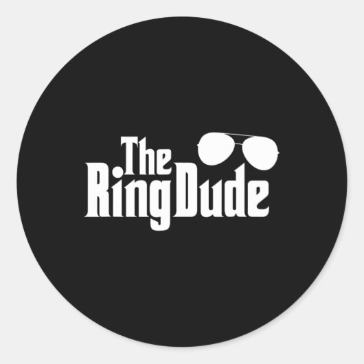 De Ring Dude Bowtie Ring Drager Wedding Groom Bes Ronde Sticker (Voorkant)