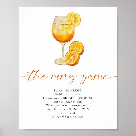 De Ring Game Aperol Spritz Citrus Bruidsuitnodigin Poster (Voorkant)