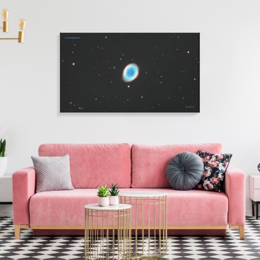 De Ring Nebula (M57) - Medium Canvas Print (Insitu (Woonkamer))