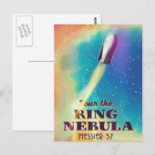 De Ring Nebula (Messier 57) Ruimtereisposter. Briefkaart (Voorkant / Achterkant)