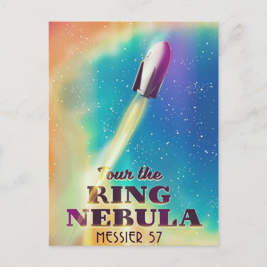 De Ring Nebula (Messier 57) Ruimtereisposter. Briefkaart (Voorkant)