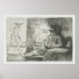 De Ringbalspeler - Rembrandt Etsen Golf Print