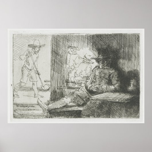 De Ringbalspeler - Rembrandt Etsen Golf Print (Voorkant)