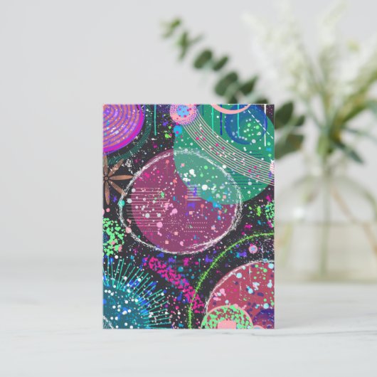De ringen van Saturnus: Maximalistische abstracte Briefkaart (Staand voorkant)