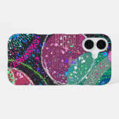 De ringen van Saturnus: Maximalistische abstracte  iPhone 16 Hoesje (Achterkant horizontaal)