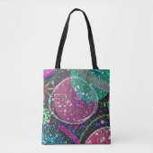 De ringen van Saturnus: Maximalistische abstracte Tote Bag (Voorkant)