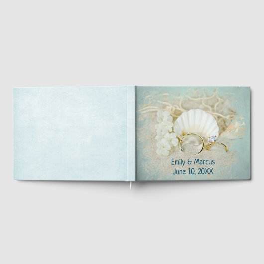 De Rings van het huwelijk en Seashell in Zand Gastenboek (Volledig)
