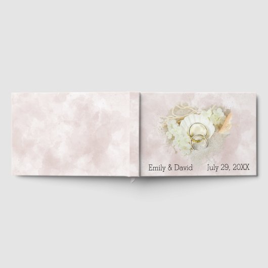 De Rings van het huwelijk in Seashell en Zand Gastenboek (Volledig)