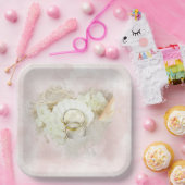 De Rings van het huwelijk in Seashell en Zand Hear Papieren Bordje (Feest)