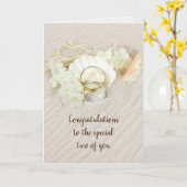 De Rings van het huwelijk in Seashell en Zand Kaar Kaart (Gele Bloem)