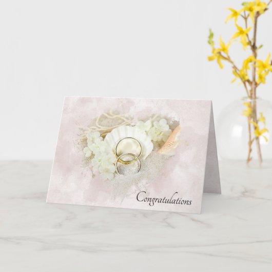 De Rings van het huwelijk in Seashell en Zand Kaart (Gele Bloem)