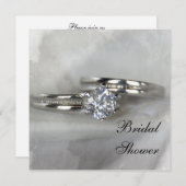 De Rings van het huwelijk op de Grijze Uitnodiging (Voorkant / Achterkant)